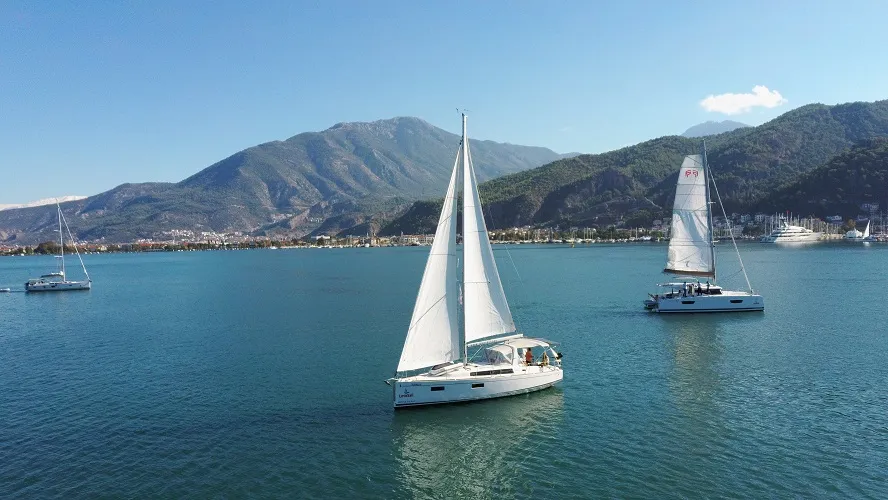 Exterior view of Rosa Bella, a Beneteau Oceanis 38.1 sailboat at Fethiye, Turkey