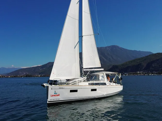 Exterior view of Rosa Bella, a Beneteau Oceanis 38.1 sailboat at Fethiye, Turkey