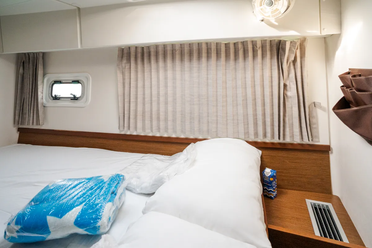Cabin on Gelsomino, a Lagoon 42 catamaran at Rosignano Solvay, Italy
