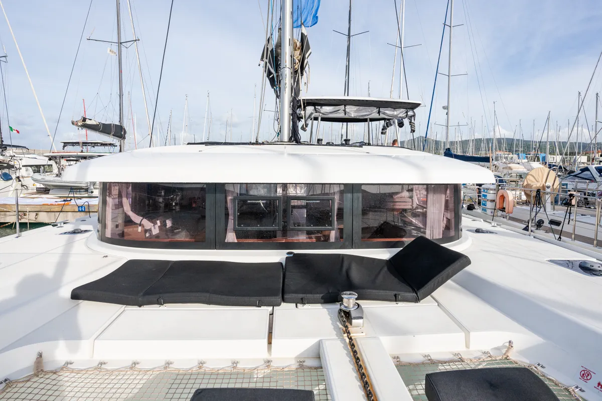 Exterior view of Gelsomino, a Lagoon 42 catamaran at Rosignano Solvay, Italy