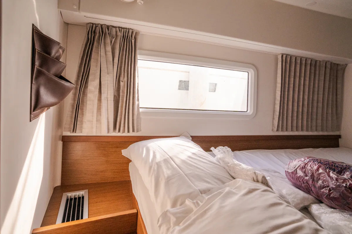 Cabin on Gelsomino, a Lagoon 42 catamaran at Rosignano Solvay, Italy
