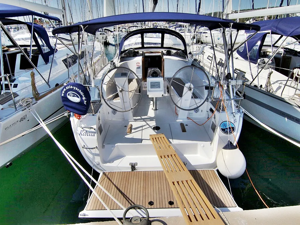 Cockpit of Rebecca, a Bavaria Cruiser 41 sailboat at Sukošan, Croatia