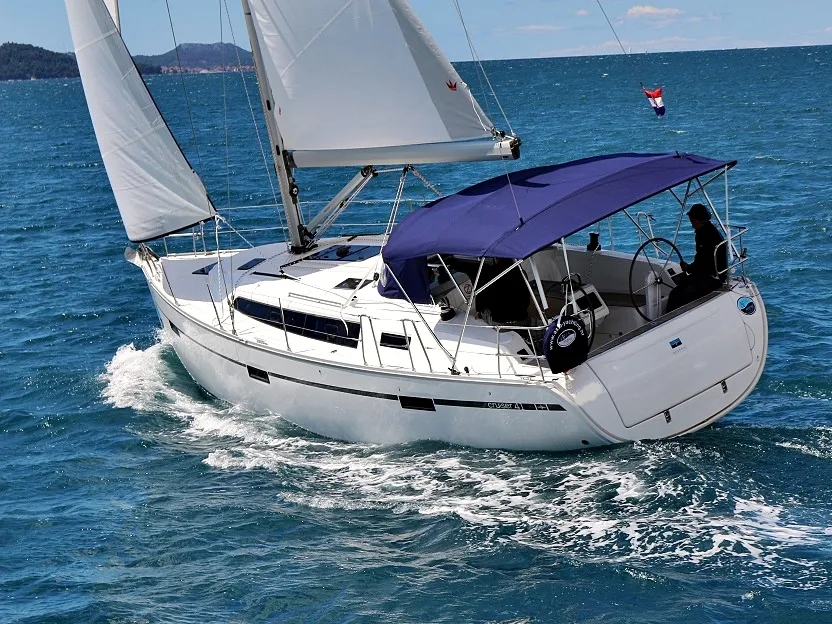 Exterior view of Rebecca, a Bavaria Cruiser 41 sailboat at Sukošan, Croatia