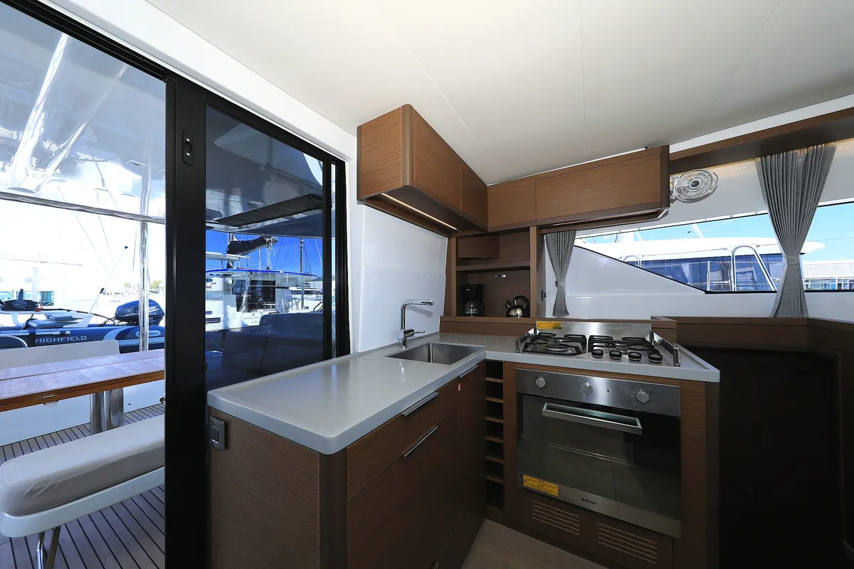 Galley of Shadow, a Lagoon 50 catamaran at Sukošan, Croatia