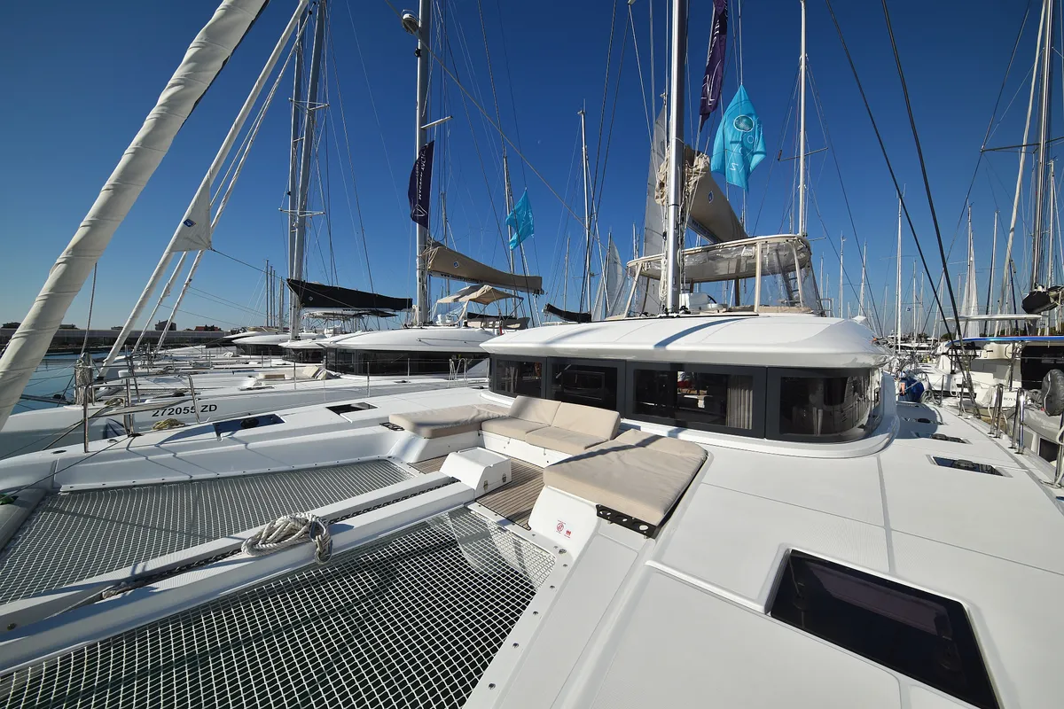Deck of Shadow, a Lagoon 50 catamaran at Sukošan, Croatia