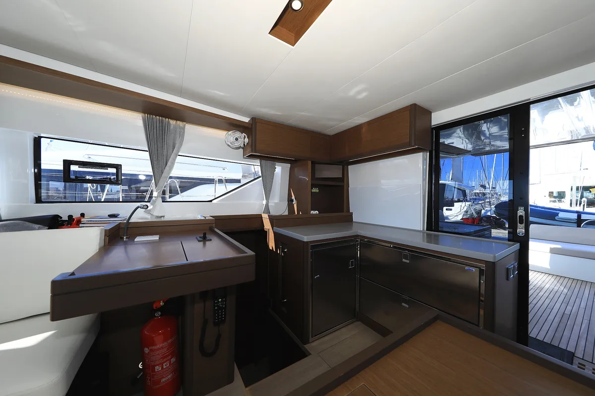 Galley of Shadow, a Lagoon 50 catamaran at Sukošan, Croatia