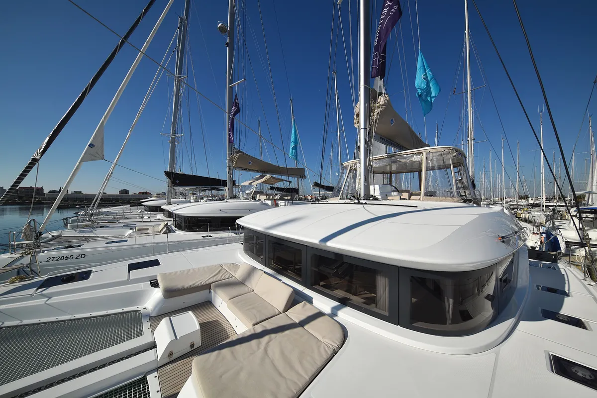 Deck of Shadow, a Lagoon 50 catamaran at Sukošan, Croatia