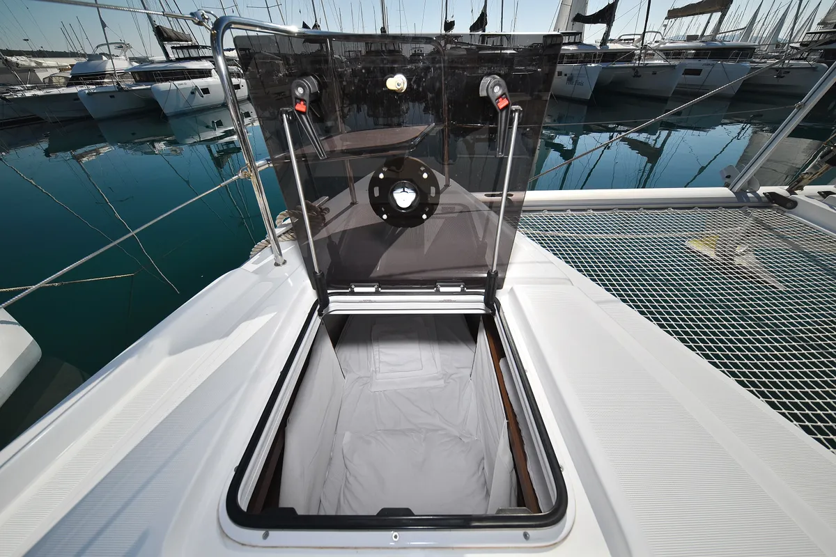 Deck of Shadow, a Lagoon 50 catamaran at Sukošan, Croatia