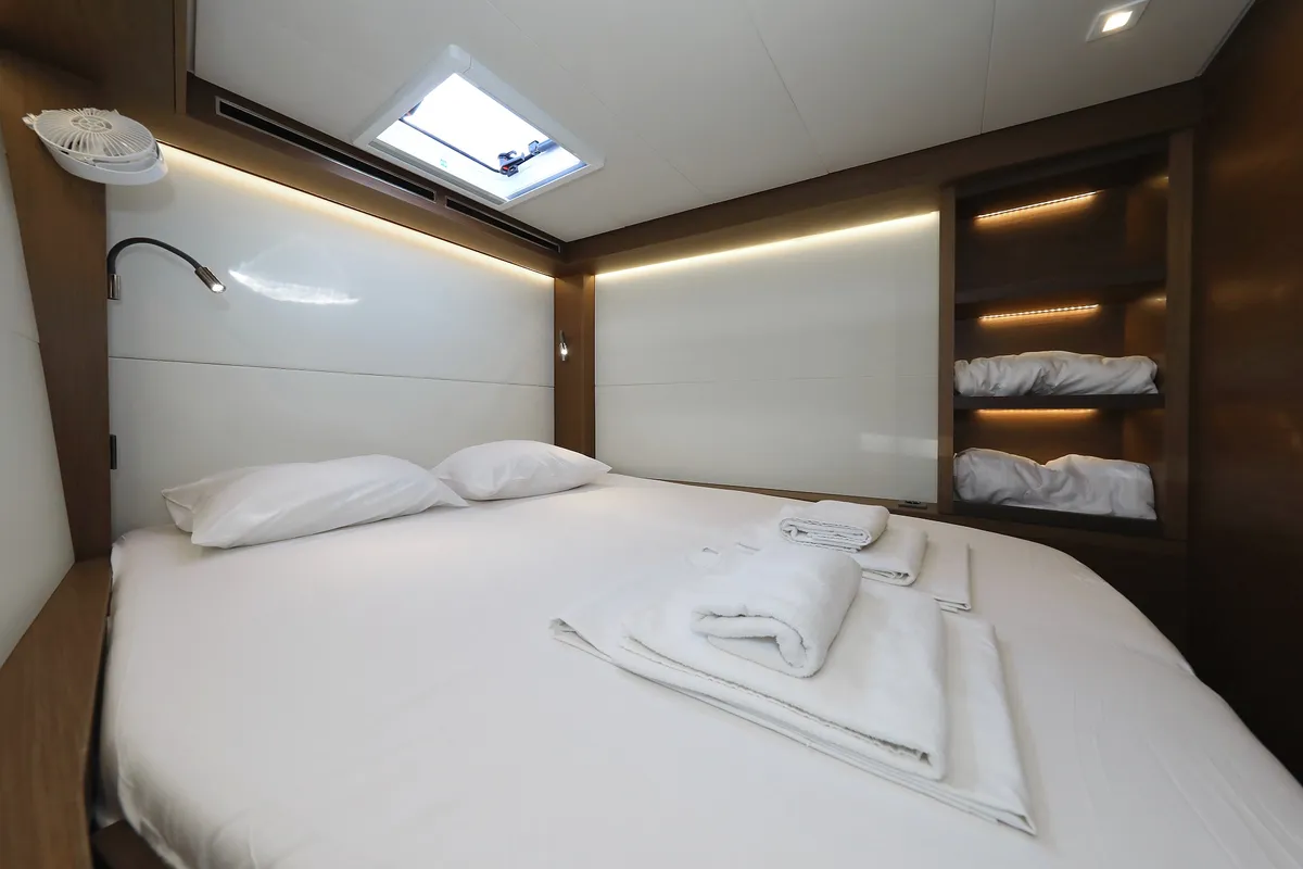 Cabin on Shadow, a Lagoon 50 catamaran at Sukošan, Croatia