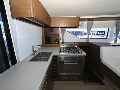 Galley of Shadow, a Lagoon 50 catamaran at Sukošan, Croatia