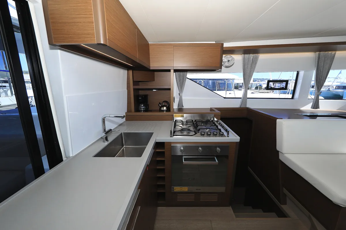 Galley of Shadow, a Lagoon 50 catamaran at Sukošan, Croatia