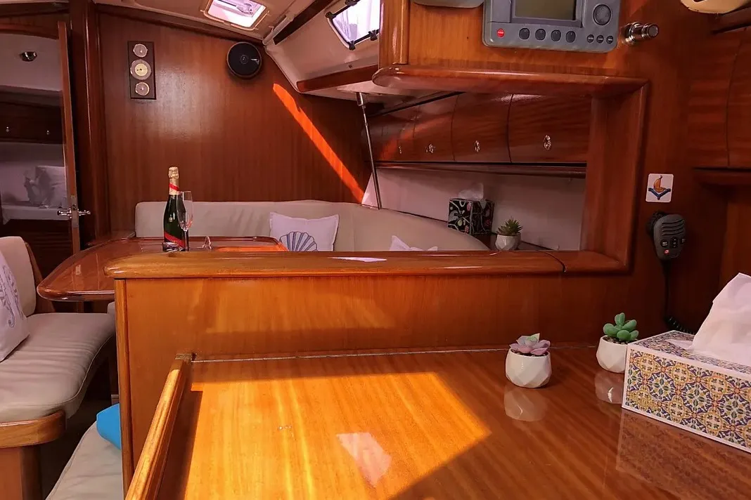 Salon of Tommy, a Bavaria 38 sailboat at Olbia, Italy
