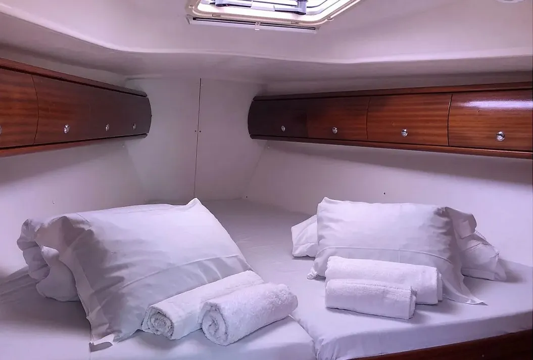 Cabin on Tommy, a Bavaria 38 sailboat at Olbia, Italy