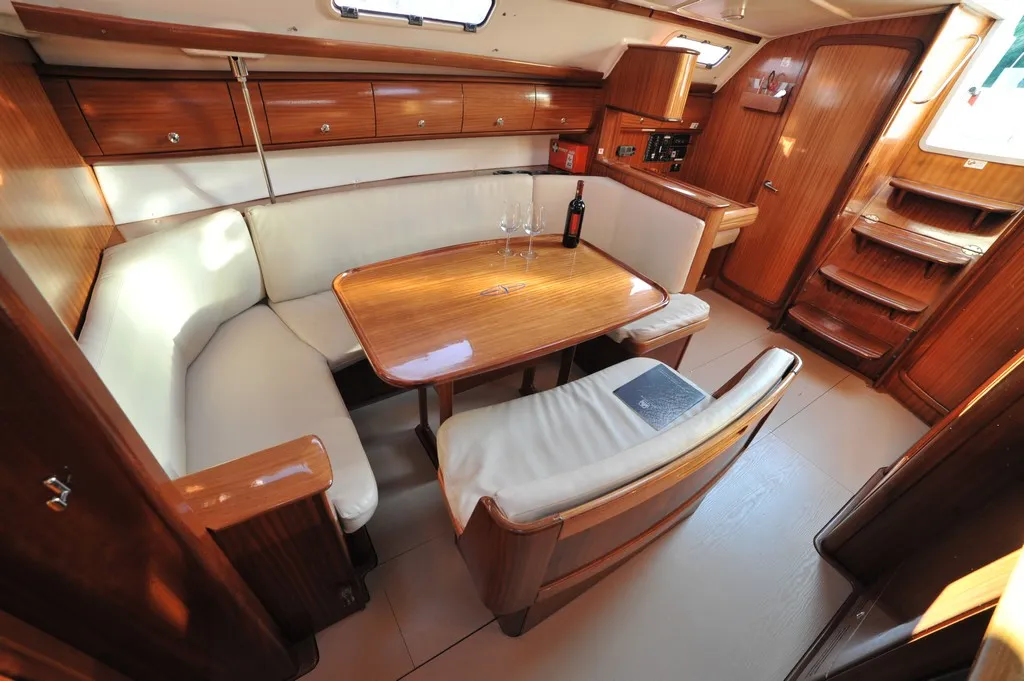 Salon of Tommy, a Bavaria 38 sailboat at Olbia, Italy