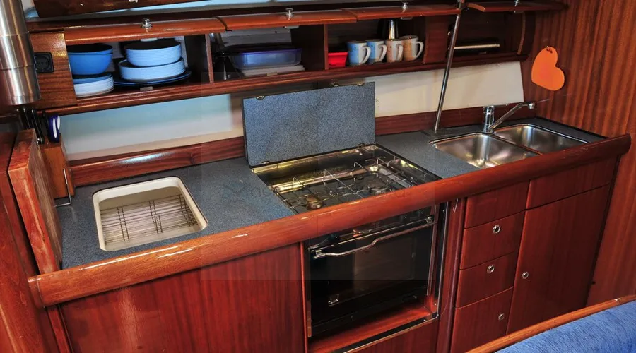 Galley of Tommy, a Bavaria 38 sailboat at Olbia, Italy