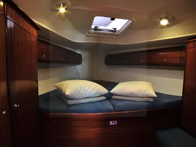 Cabin on Tommy, a Bavaria 38 sailboat at Olbia, Italy