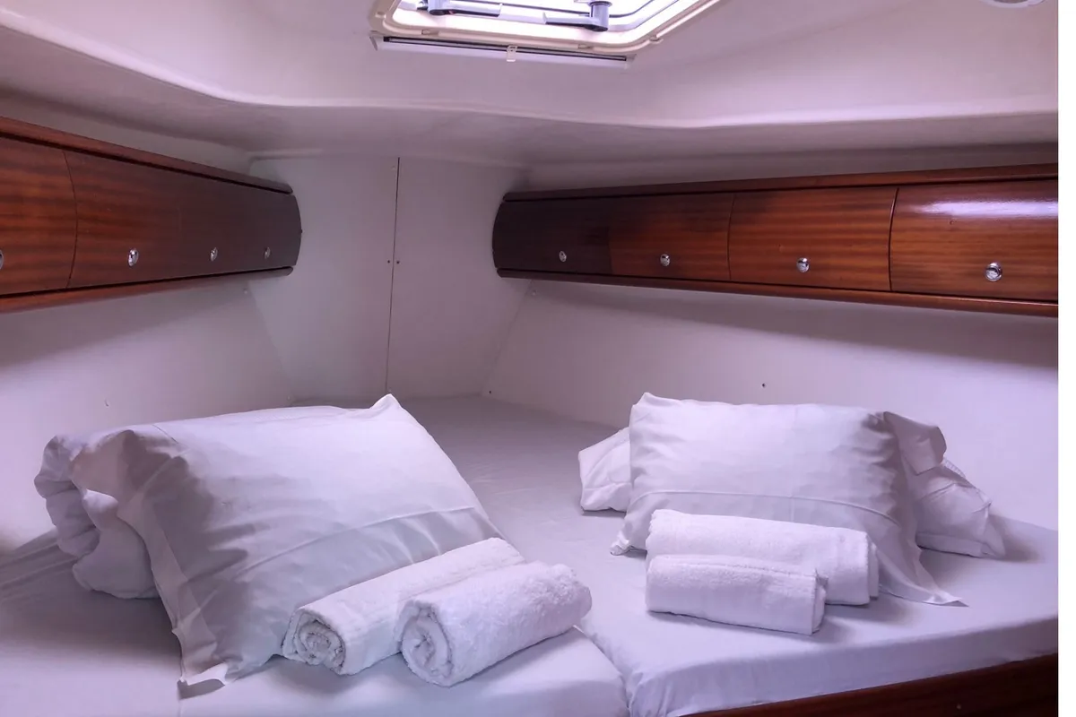 Cabin on Tommy, a Bavaria 38 sailboat at Olbia, Italy
