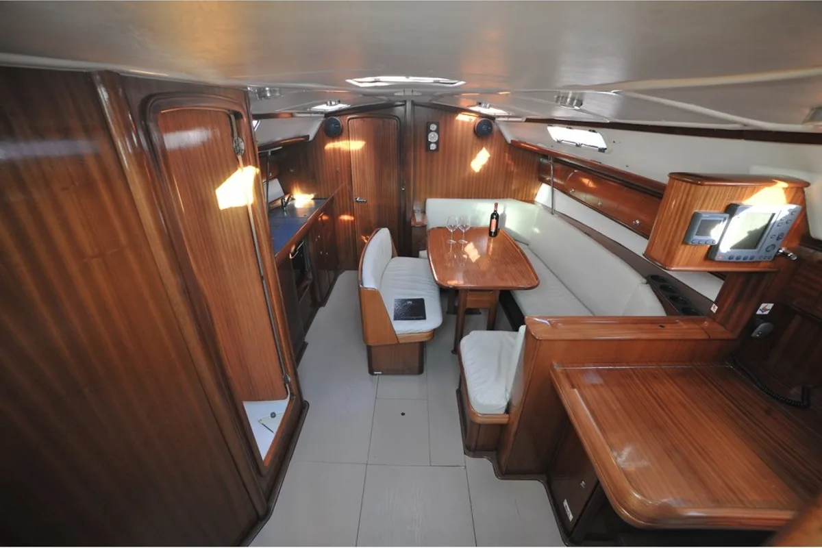 Salon of Tommy, a Bavaria 38 sailboat at Olbia, Italy