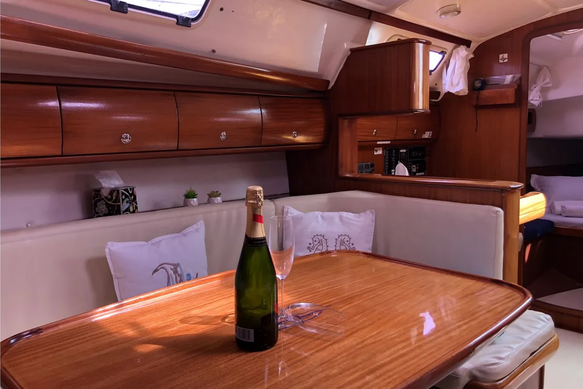 Galley of Tommy, a Bavaria 38 sailboat at Olbia, Italy