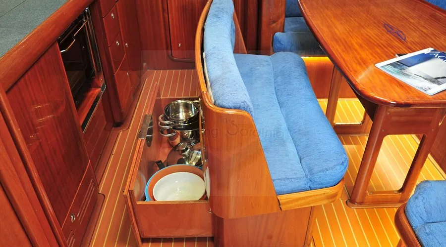 Salon of Tommy, a Bavaria 38 sailboat at Olbia, Italy