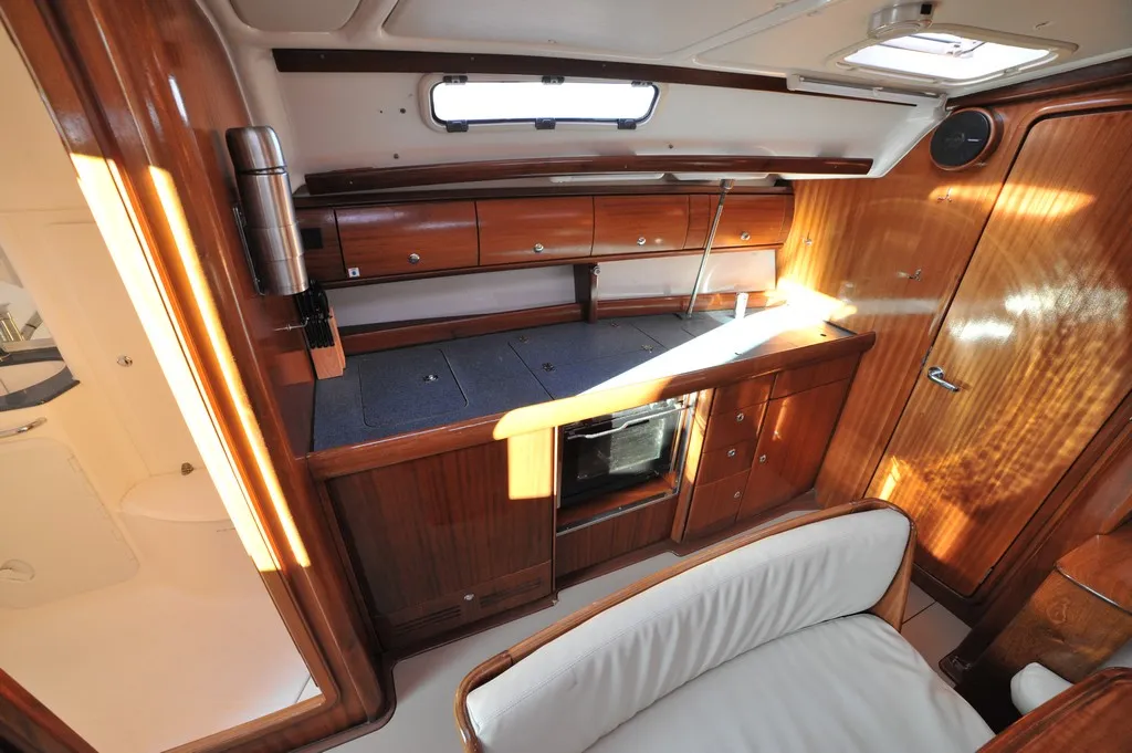 Salon of Tommy, a Bavaria 38 sailboat at Olbia, Italy