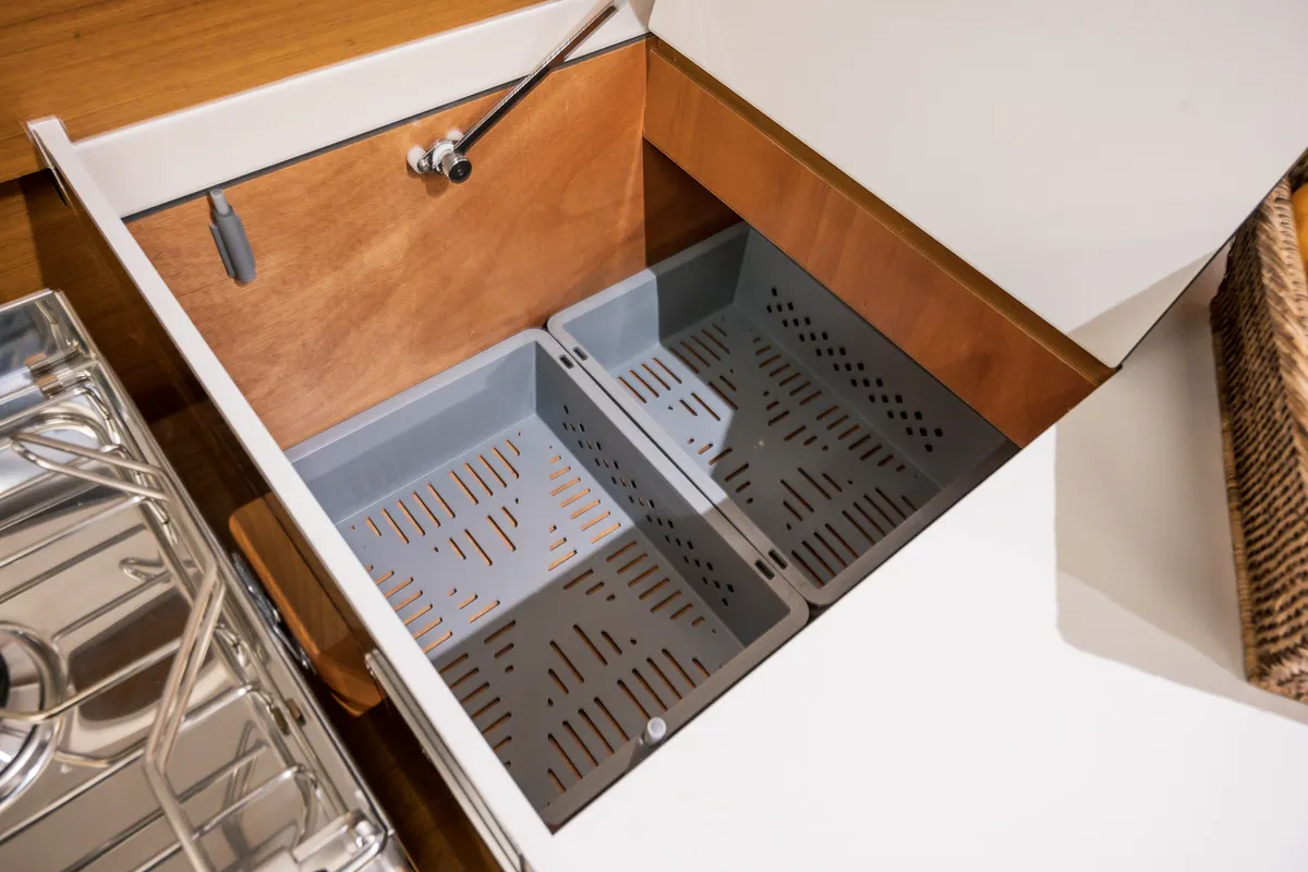 Galley of Emotion, a Jeanneau Sun Odyssey 410 sailboat at Athens, Greece