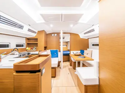 Galley of Emotion, a Jeanneau Sun Odyssey 410 sailboat at Athens, Greece