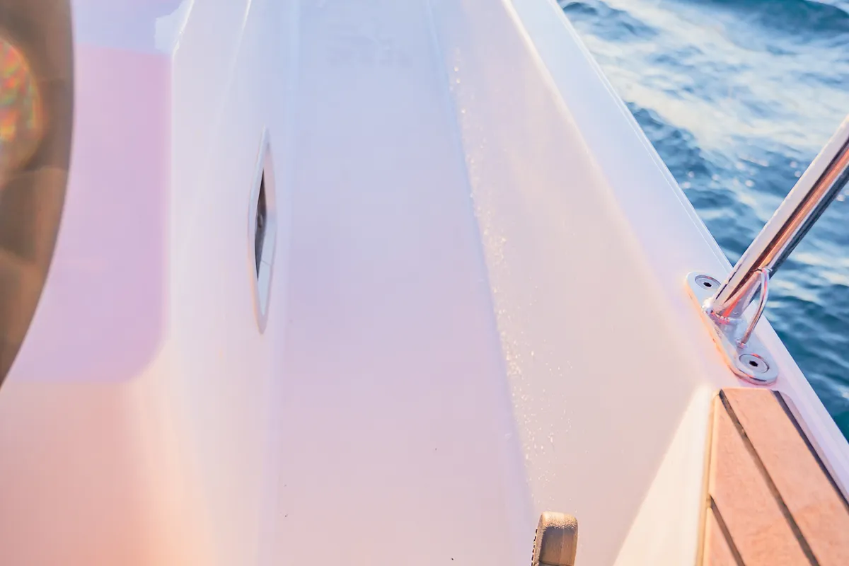 Deck of Emotion, a Jeanneau Sun Odyssey 410 sailboat at Athens, Greece