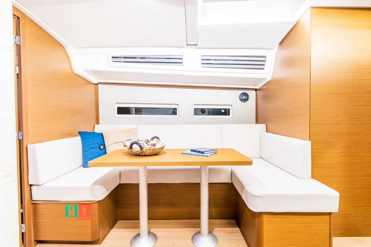Salon of Emotion, a Jeanneau Sun Odyssey 410 sailboat at Athens, Greece