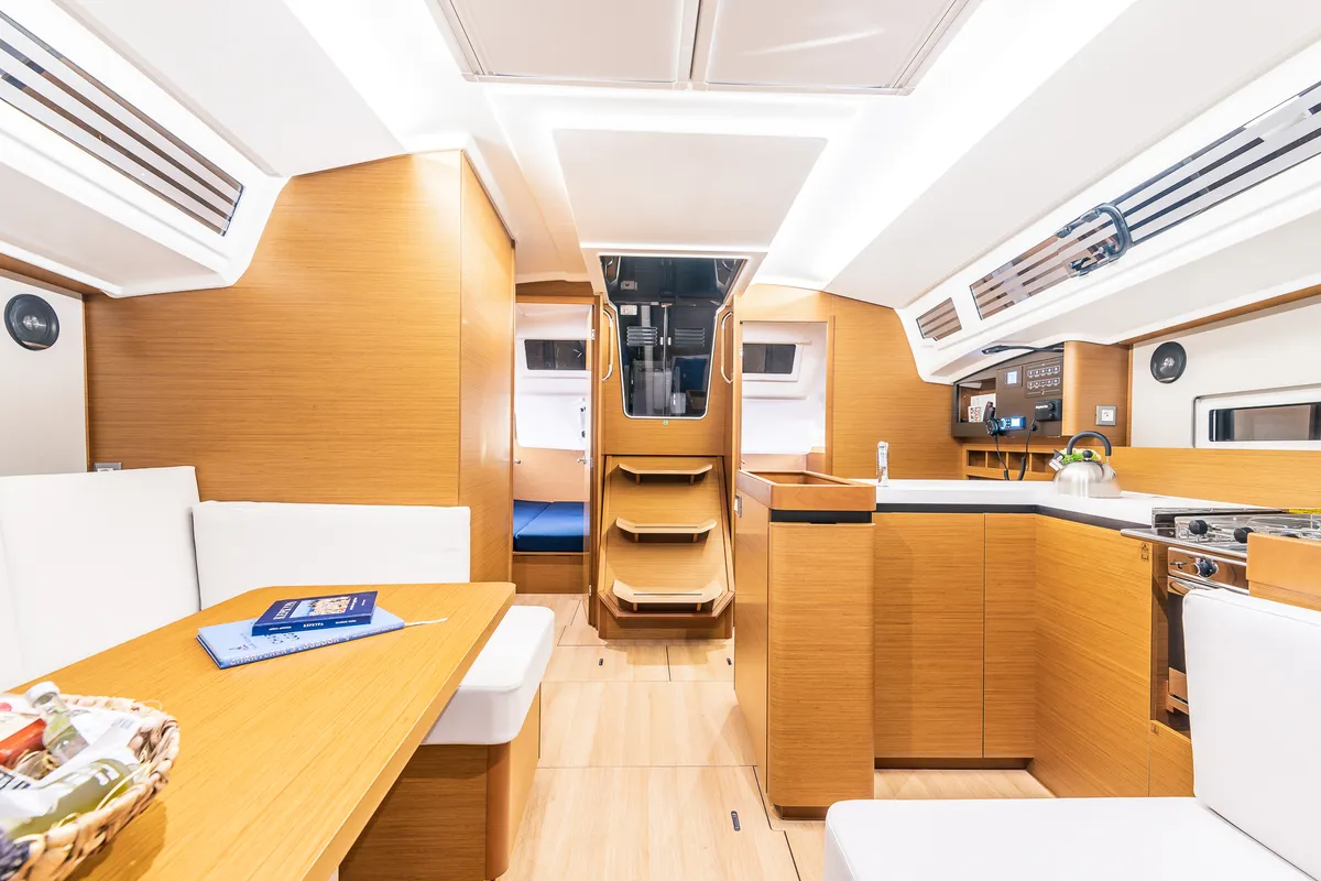 Salon of Emotion, a Jeanneau Sun Odyssey 410 sailboat at Athens, Greece