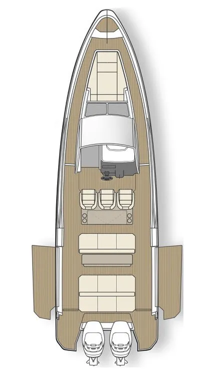 Floor plan of Respirato, a Saxdor 320 GTO motorboat at Grad Vodice, Croatia