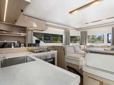 Galley of Slinky Malinki, a Lagoon 51 catamaran at Road Town, British Virgin Islands