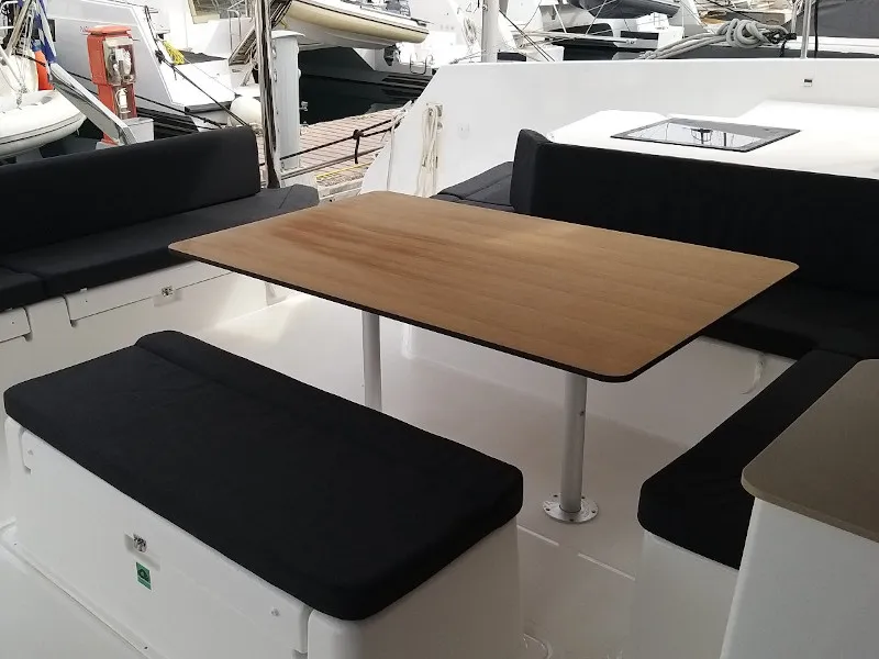 Deck of Albertina II, a Dufour Catamaran 48 catamaran at Athens, Greece