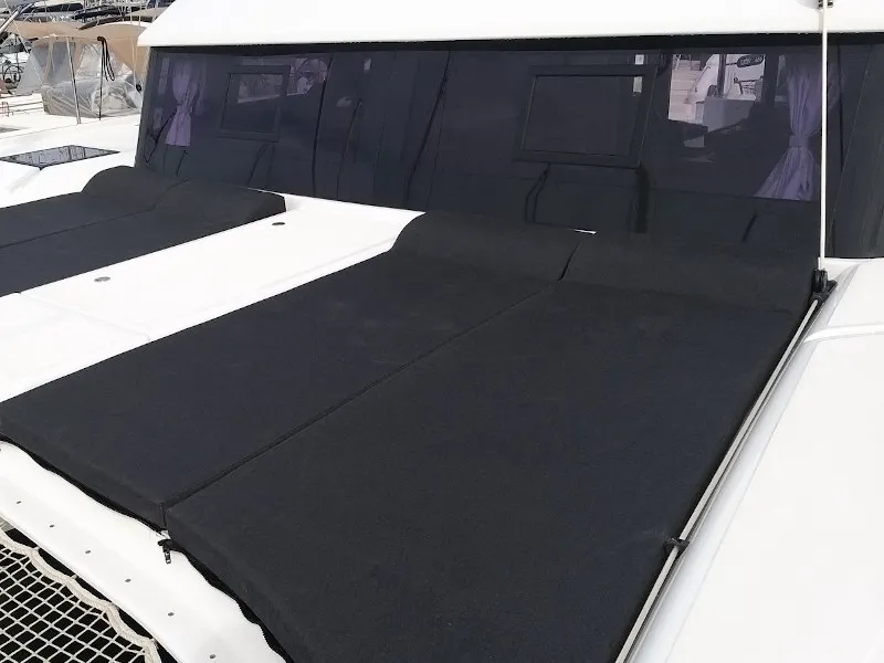 Deck of Albertina II, a Dufour Catamaran 48 catamaran at Athens, Greece