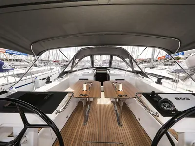 Deck of Lana, a Bavaria C46 sailboat at Pirovac, Croatia