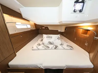 Cabin on Lana, a Bavaria C46 sailboat at Pirovac, Croatia