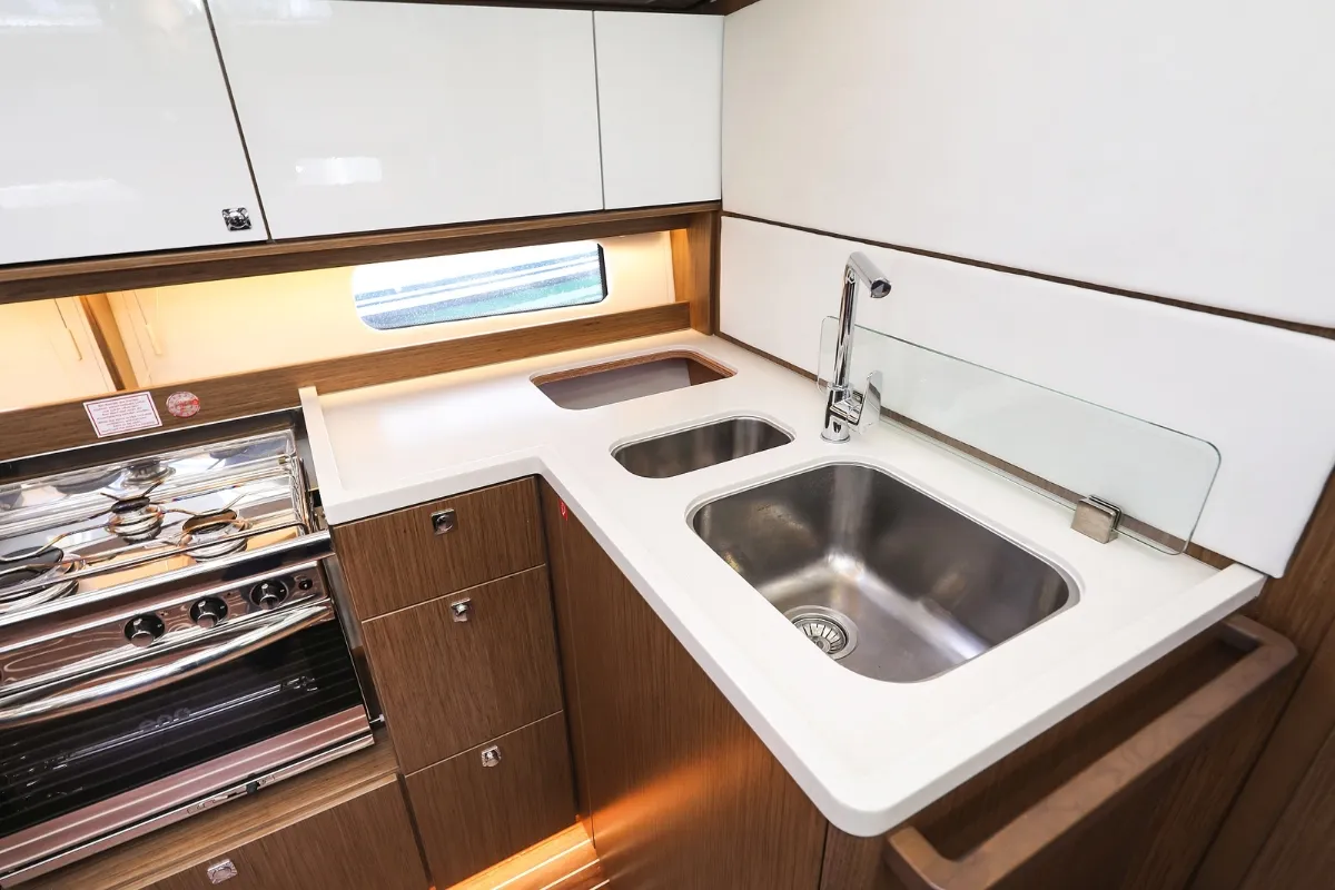 Galley of Lana, a Bavaria C46 sailboat at Pirovac, Croatia