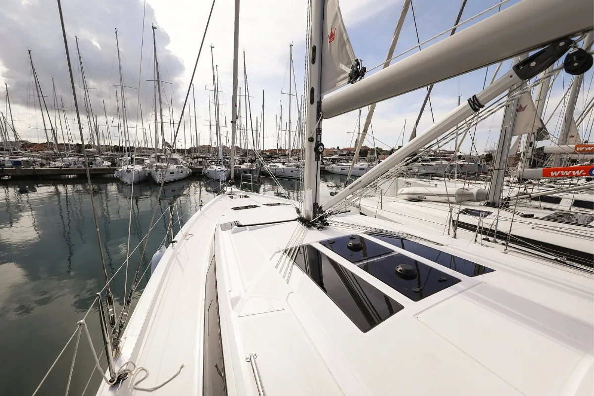Exterior view of Lana, a Bavaria C46 sailboat at Pirovac, Croatia