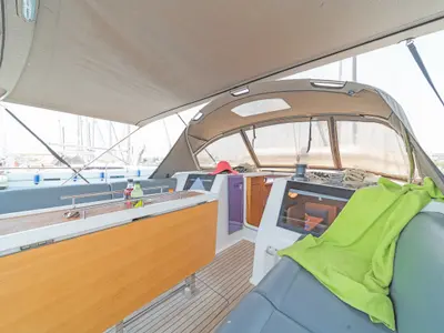 Cockpit of Dream Weaver, a Dufour 460 Grand Large sailboat at Municipal Unit of Lefkada, Greece