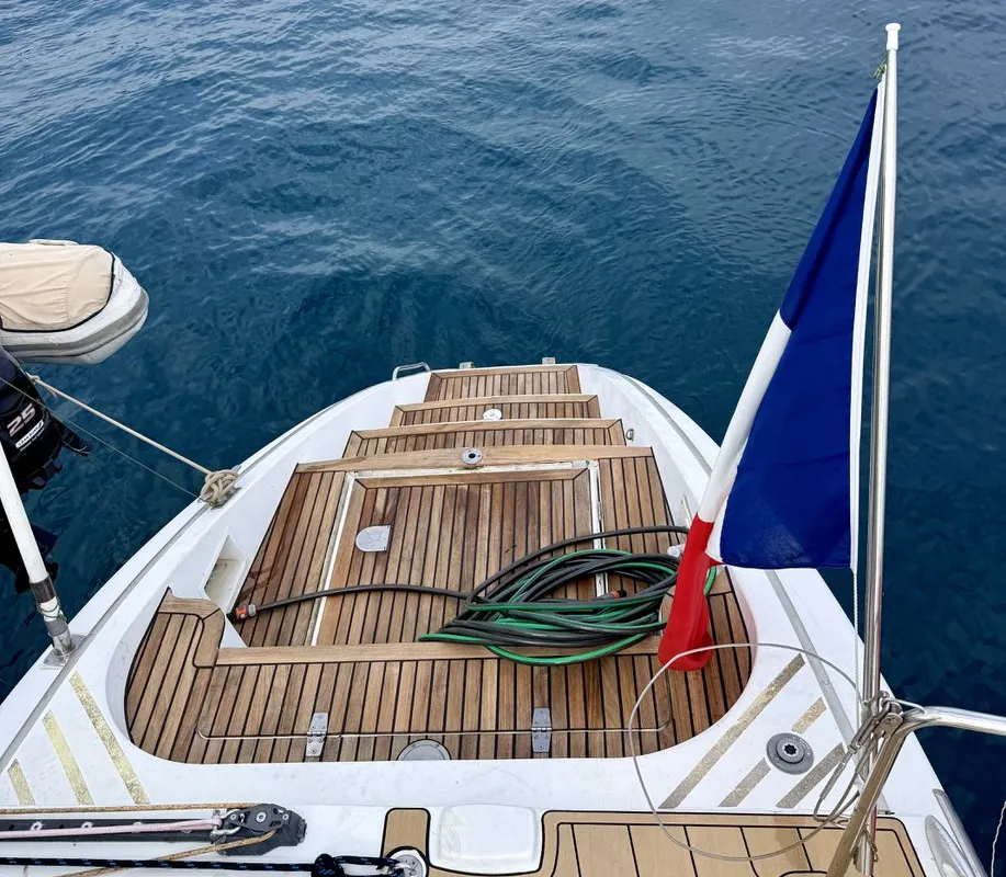 Deck of Sabine, a Lagoon 570 catamaran at La Ciotat, France