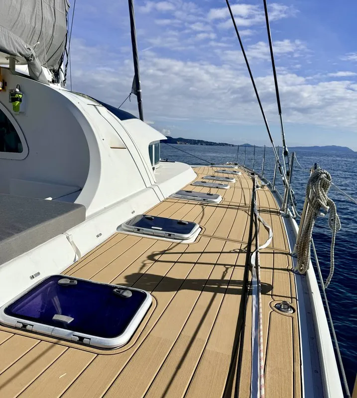 Deck of Sabine, a Lagoon 570 catamaran at La Ciotat, France
