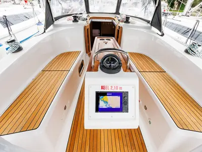 Cockpit of Roko, a Bavaria Cruiser 34 Style sailboat at Zadar, Croatia