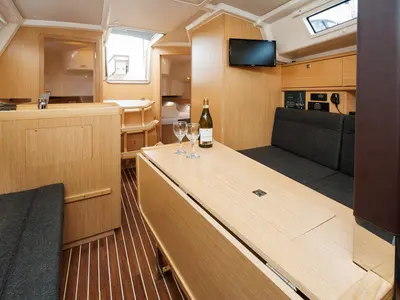 Cabin on Roko, a Bavaria Cruiser 34 Style sailboat at Zadar, Croatia