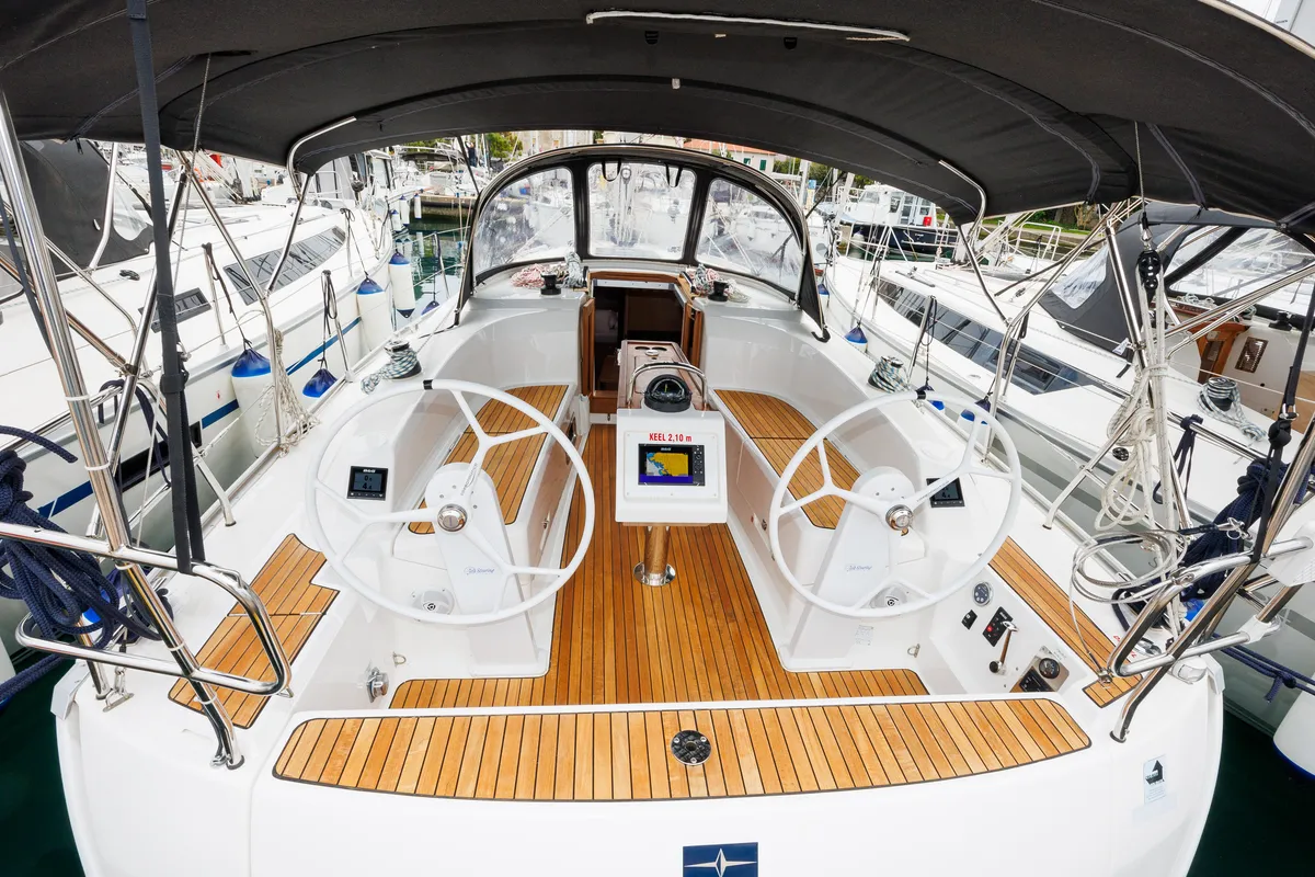 Salon of Roko, a Bavaria Cruiser 34 Style sailboat at Zadar, Croatia