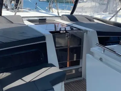 Deck of Serenity, a Beneteau Oceanis 46.1 sailboat at Skiathos, Greece