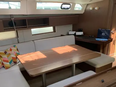 Salon of Serenity, a Beneteau Oceanis 46.1 sailboat at Skiathos, Greece