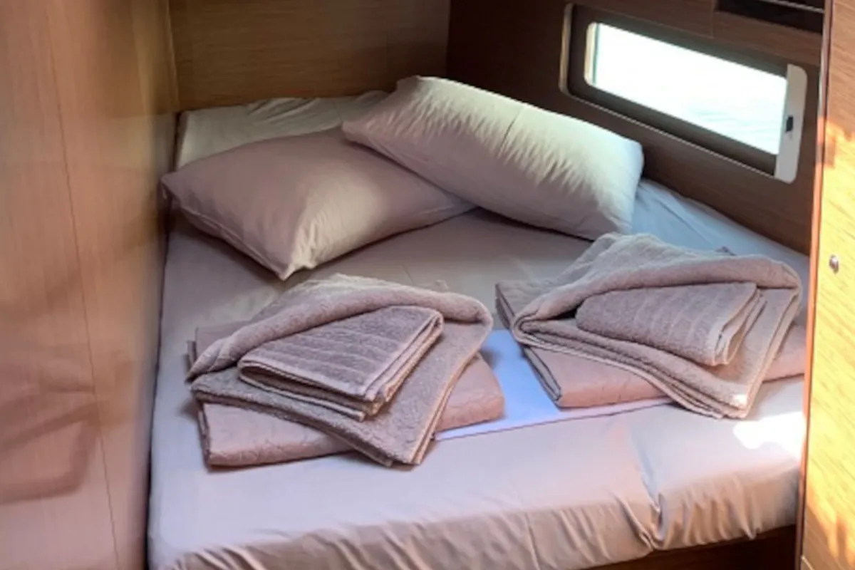 Cabin on Serenity, a Beneteau Oceanis 46.1 sailboat at Skiathos, Greece
