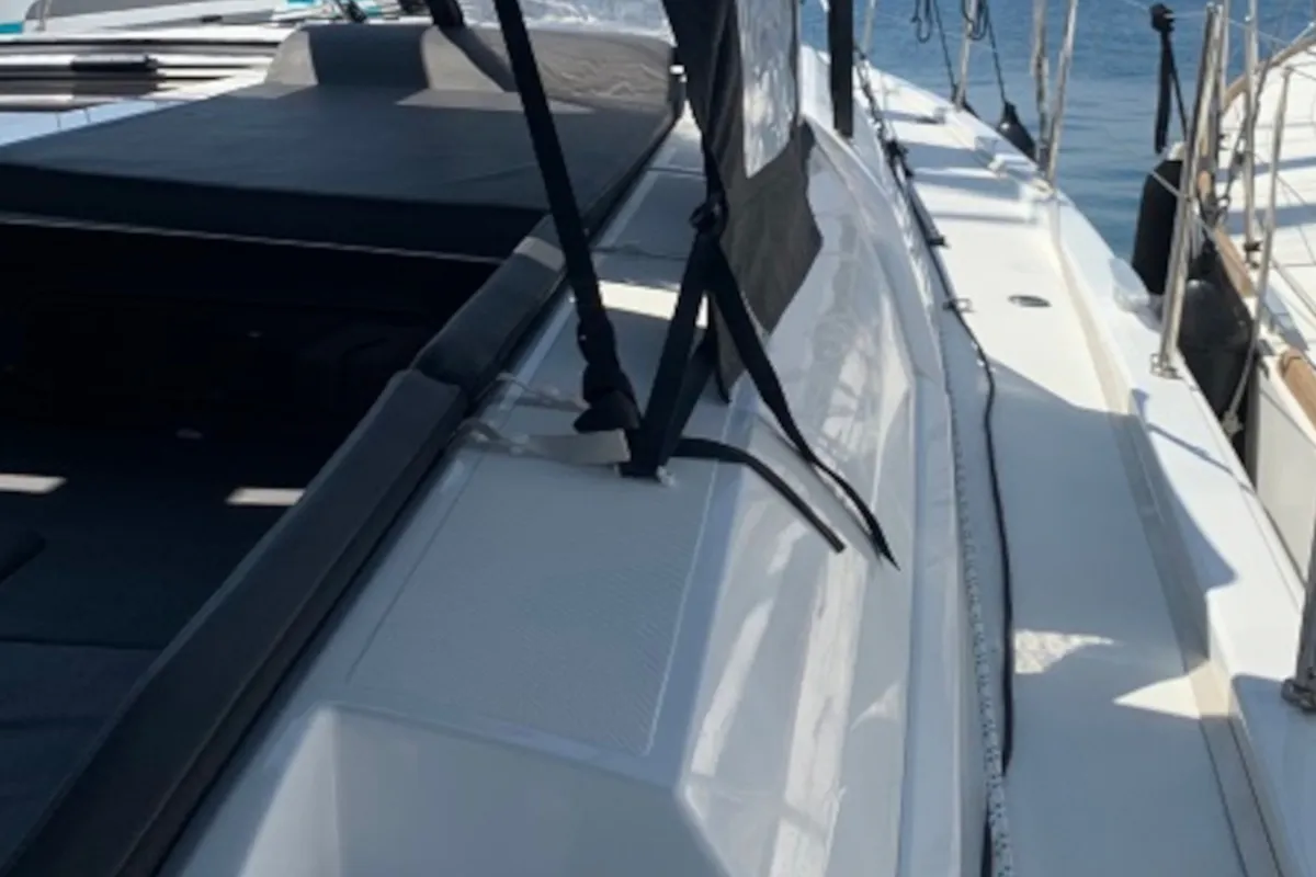 Deck of Serenity, a Beneteau Oceanis 46.1 sailboat at Skiathos, Greece