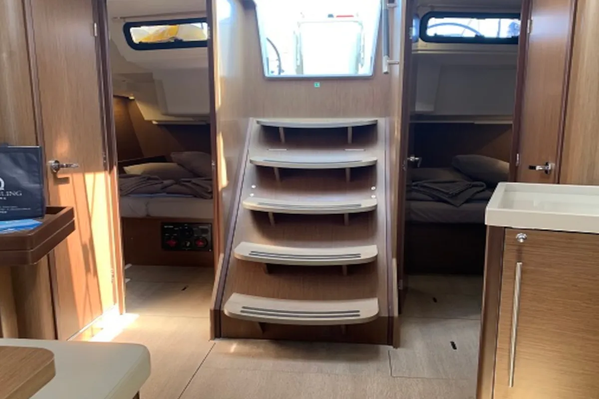 Salon of Serenity, a Beneteau Oceanis 46.1 sailboat at Skiathos, Greece