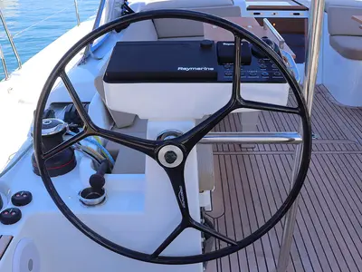 Cockpit of Heartbeat, a Beneteau Oceanis 54 sailboat at Parham Town, British Virgin Islands